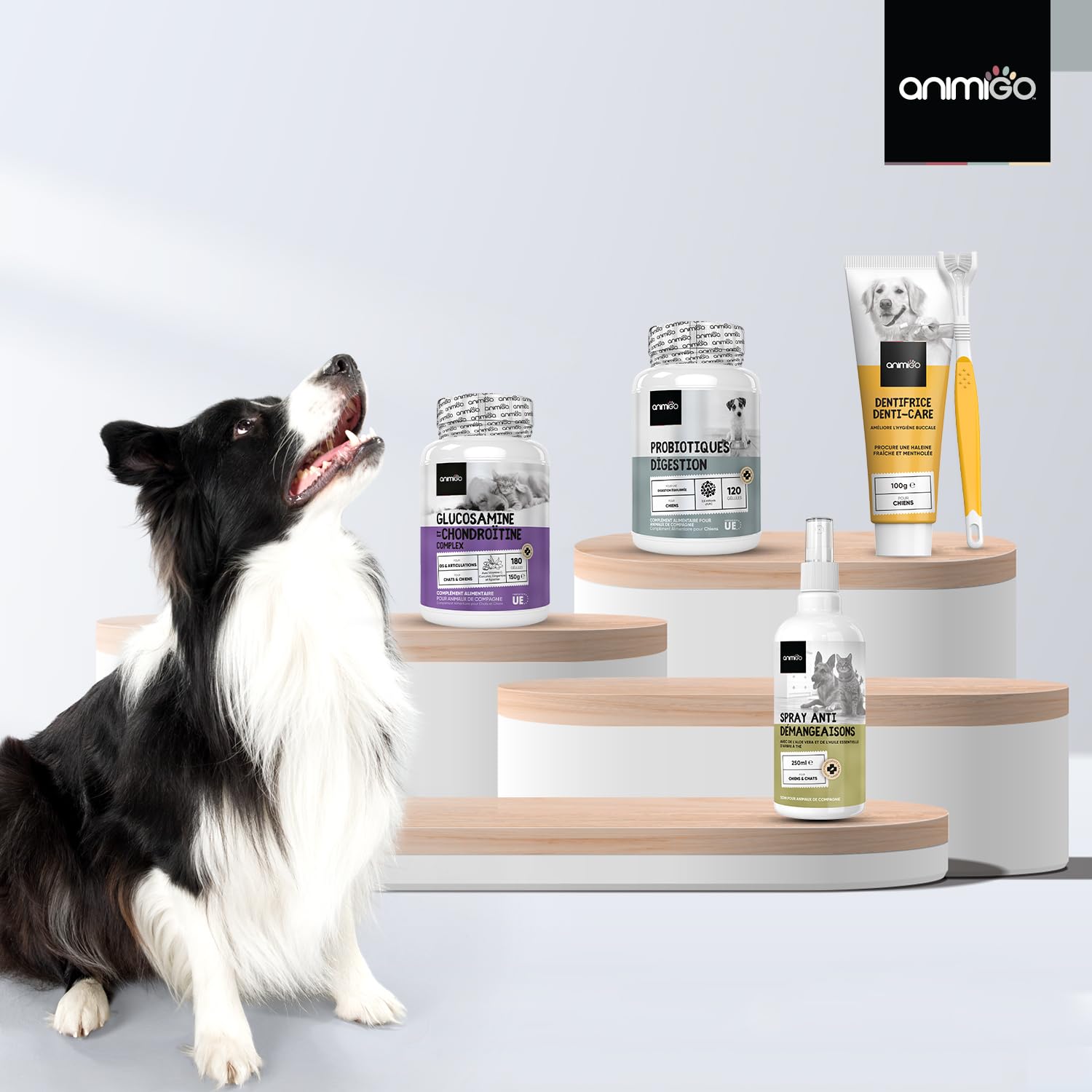Probiotique Chien, 120 Gélules - 2,5 Milliards d'UFC par Portion, avec Ingrédients Naturels, Enzymes digestives et Probiotiques Chien - Fibres Solubles, 95% de Fructanes (FOS)