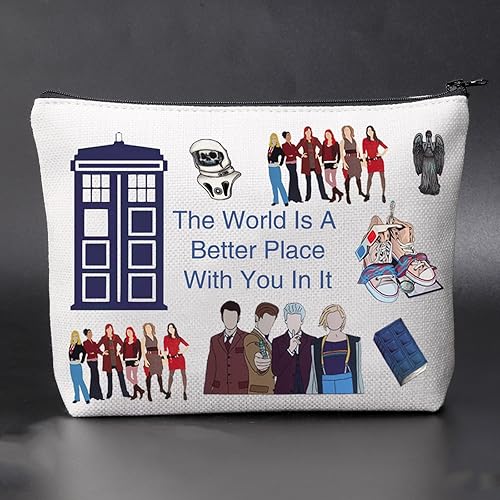 Miniatura 2 de Bolsa de cosméticos Dr Who para programas de televisión, bolsa de maquillaje inspirada en la película, el mundo es un lugar mejor, Beige