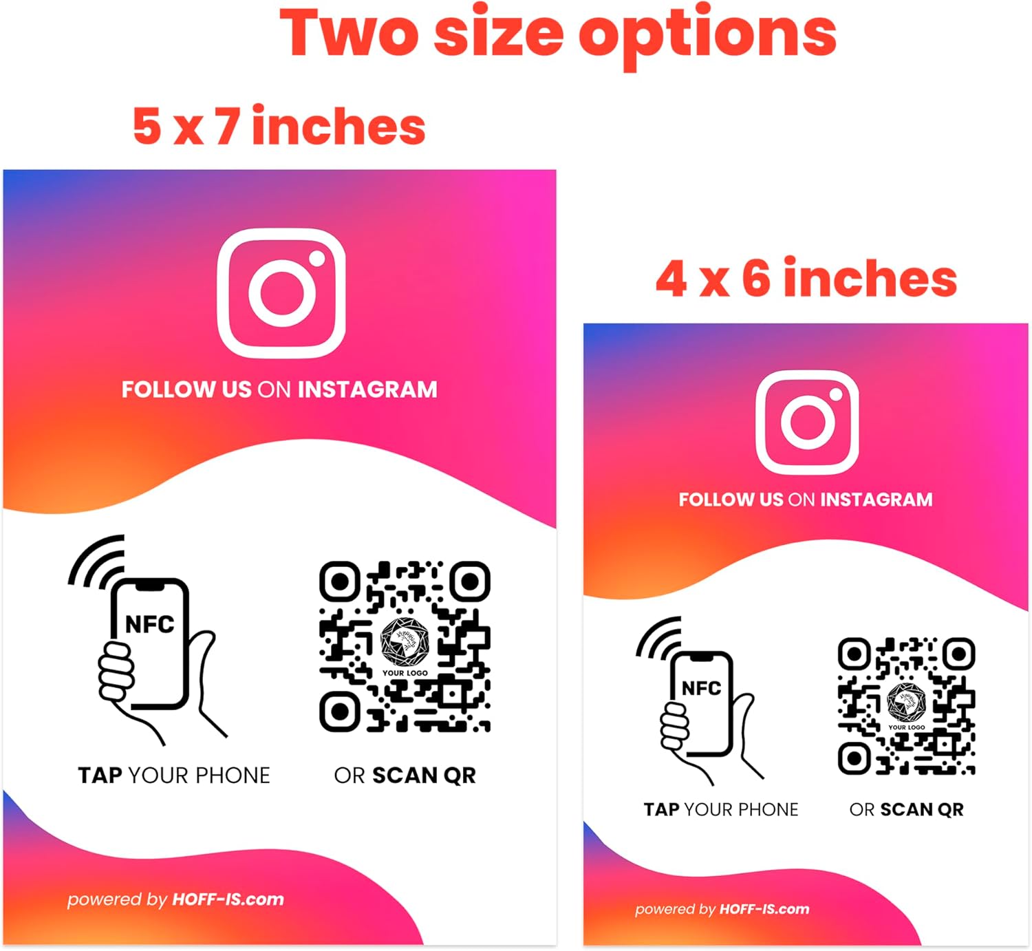 NFC Stand for Instagram follows | NFC & QR Code custom sign for Instagram follows (1 Stand | 5x7 inches)