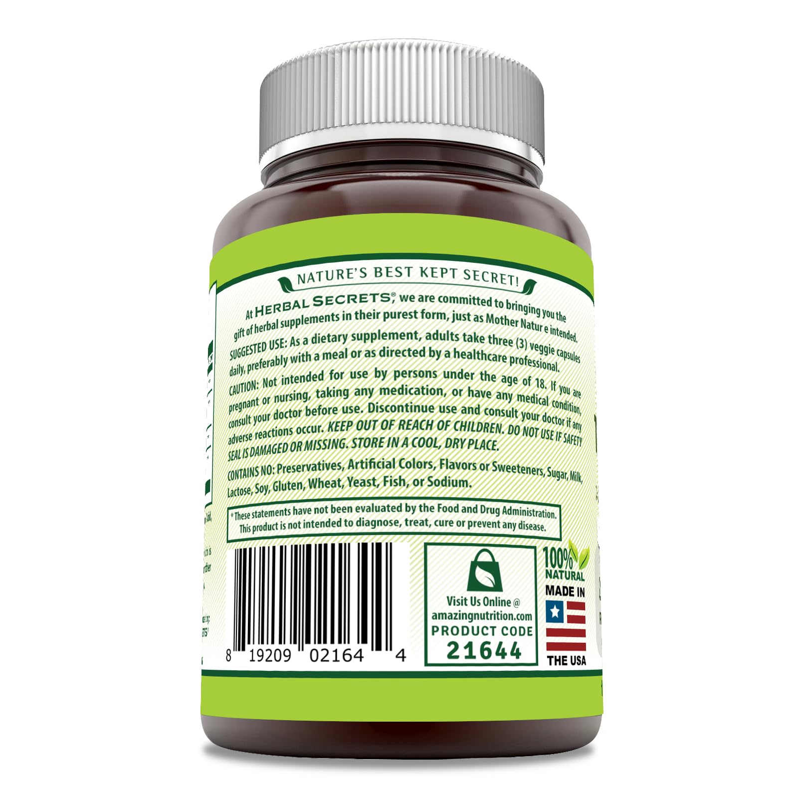 Herbal Secrets Turmeric Curcumin & Ginger with BioPerine Supplement | 2,250 Mg Per Serving | 180 Capsules | Gluten Free | Made in USA — Amazon image 3
