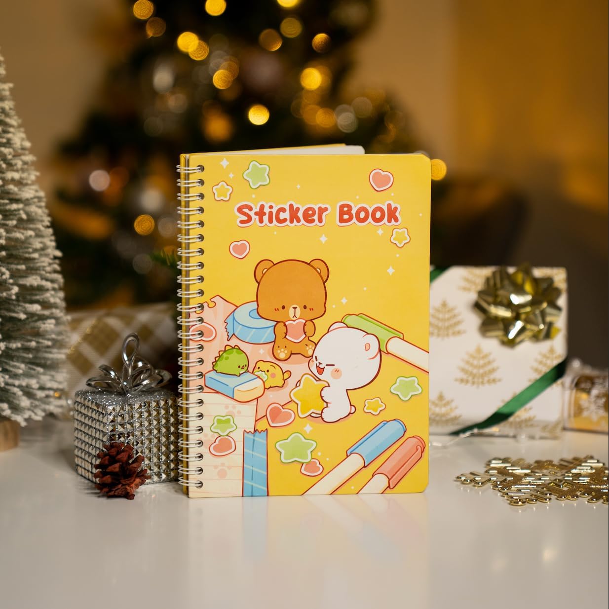 Happy Memories Sticker Collecting Book 100 Pages Authentic Milk Mocha Bear Merchandise Hardcover Album Waxed Paper for Collectors Kids Stickers Holder Storage Organizer Blank Release Sheets Cute