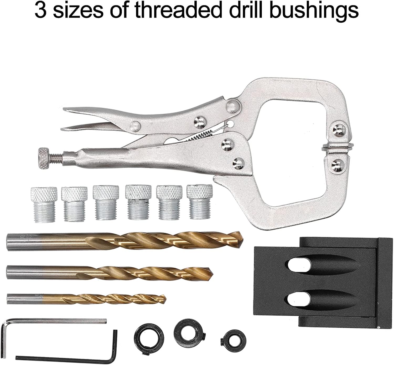 Electric Drill Punch Tool Kit | 15° Oblique Hole Locator with Ti - Plated Bits | Woodworking Install Kit for Cabinets/Doors/Furniture | 16Pcs Accessories, 3 Sizes Drill
