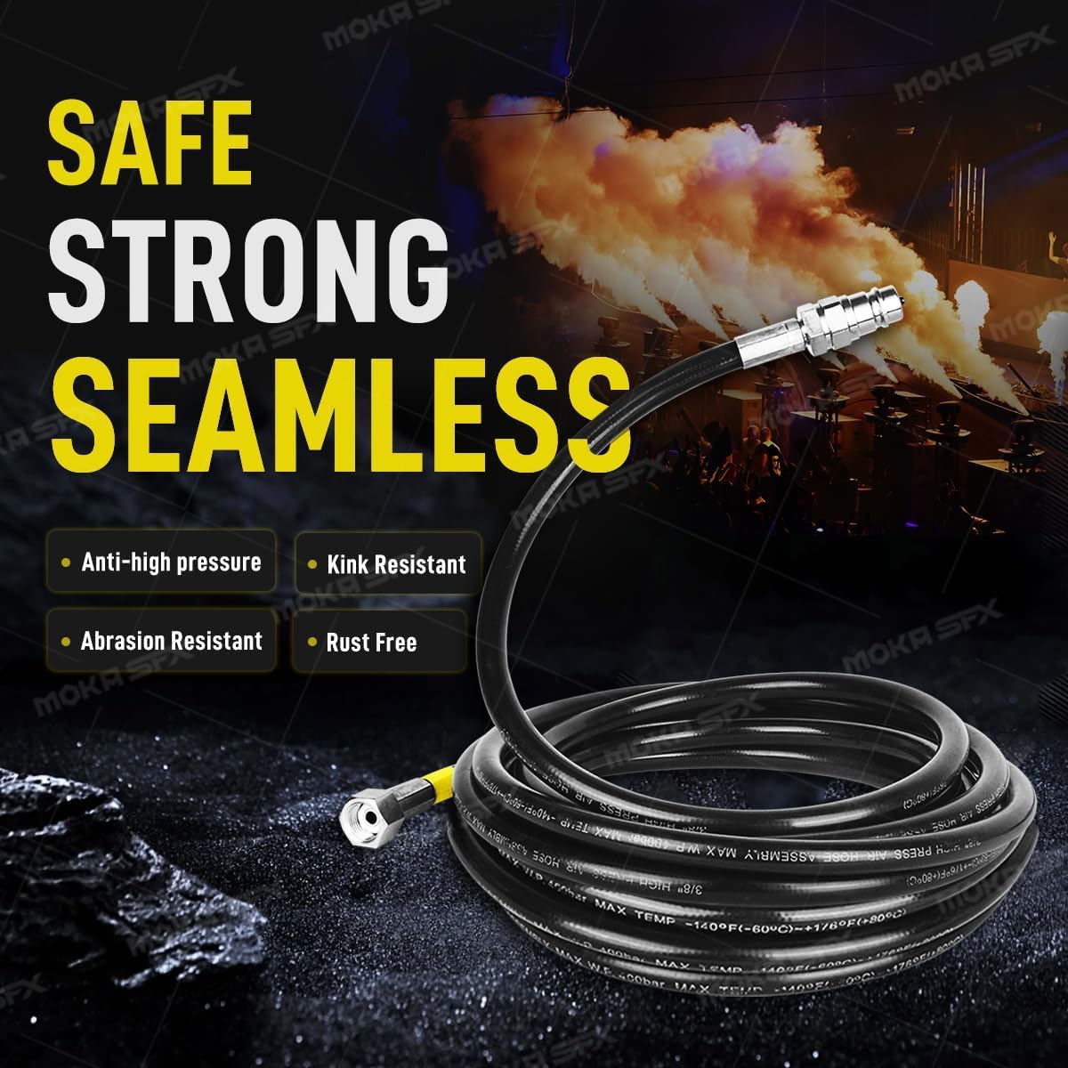 MOKA SFX 50ft(15M) High-Pressure CO2 Hose Male Quick-Connect for CO2 Jet Machine and CGA 320 Valve for CO2 Tanks Fits Machines with LSQ 1/2 Female Inlet Only (15m)