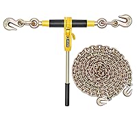 Vista 9 de VEVOR Tensor de cadena de trinquete, cadenas G80 de 5/16 pulgadas x 10 pies, carga de trabajo de 8000 libras de tensor de carga de trinquete, juego