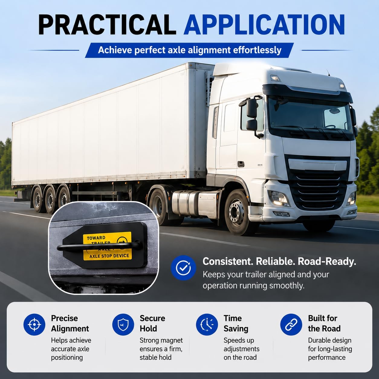 Tandem Slide Stopper for Semi Truck - Heavy Steel Trailer Axle Stop device, Strong Magnetic Truck Tandem Tool for Refrigerator or Dry Van, semi trailer sliding pin, Trailer Axle Slide Stopper
