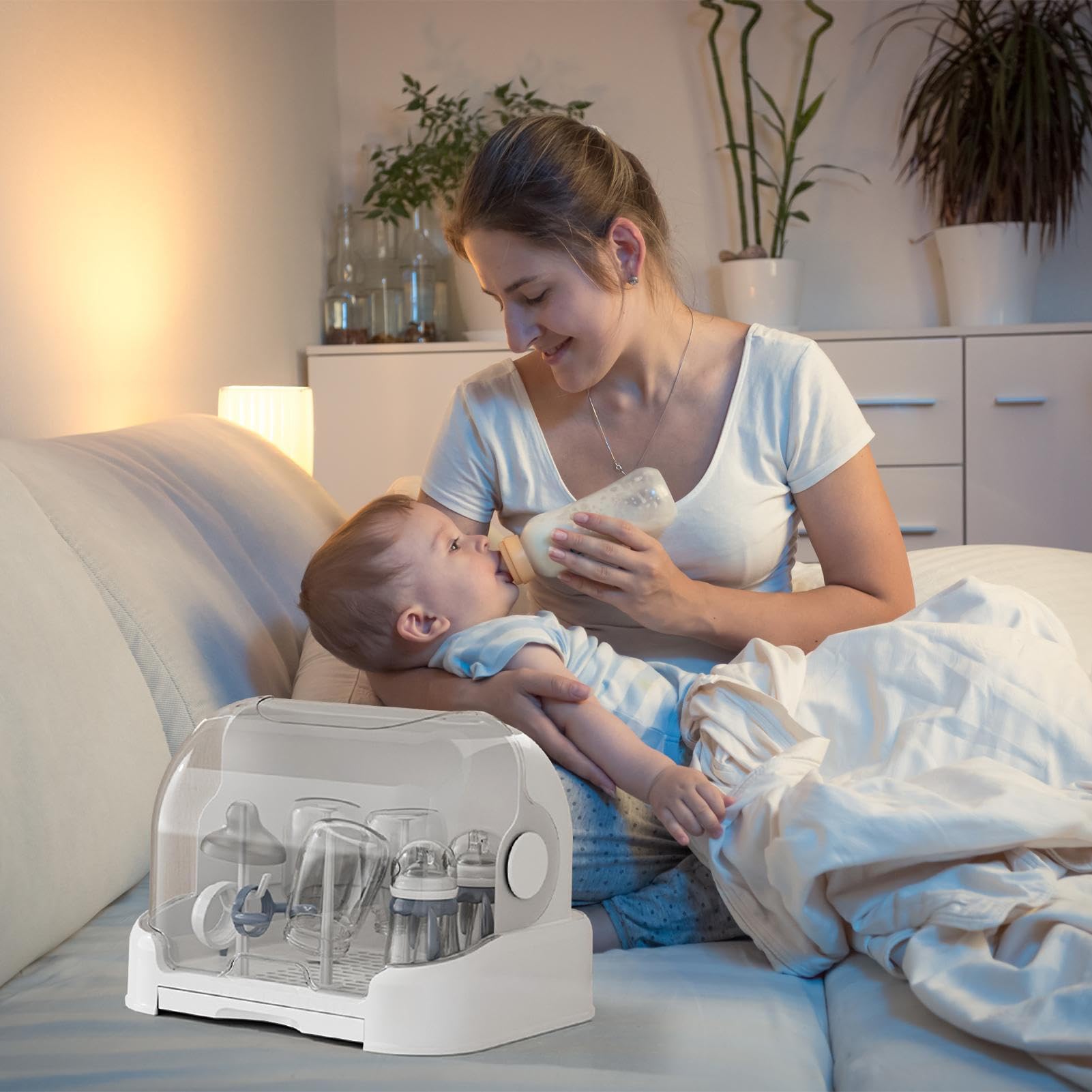 Générique Organisateur De Biberons - Rangement Séchage Boîte Organisatrice pour Biberons - Séchage Anti-Poussière pour Plan de Toilette Cuisine Salle de Bain Multi Usage