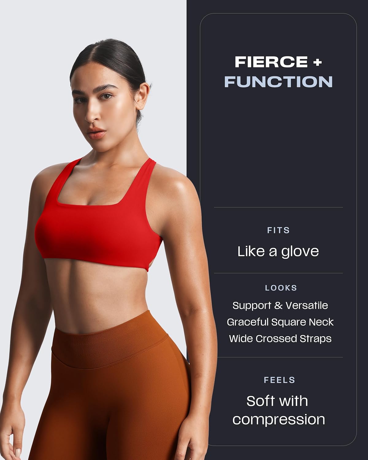 Aoxjox Women's Workout Sports Bras Square Neck Emma Cross Back Fitness Training Gym Bra Yoga Crop Tank - Image 4