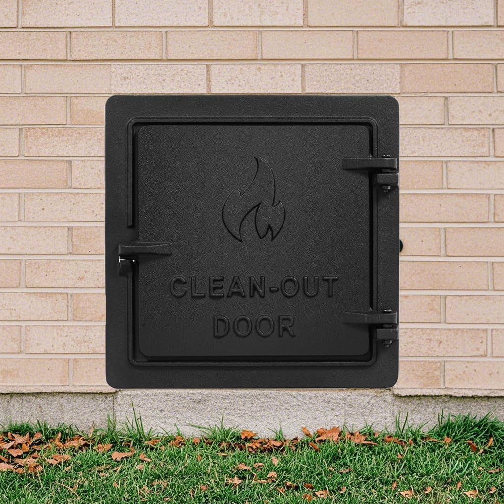 Chimney Cleanout Door - 8" X 8" Fireplace Ash Dump Door, Cast Iron Clean Out Door with Closing Clasp, Ash Dump Door, Wood Stove Door, Replacement Fireplace Doors for Indoor Outdoor Wall Chimney