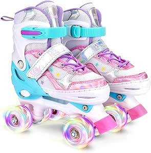 Runcinds Verstelbare Kinderrolschaatsen Meisjes - 4 Posities Verstelbaar Met Lichtgevende Wielen