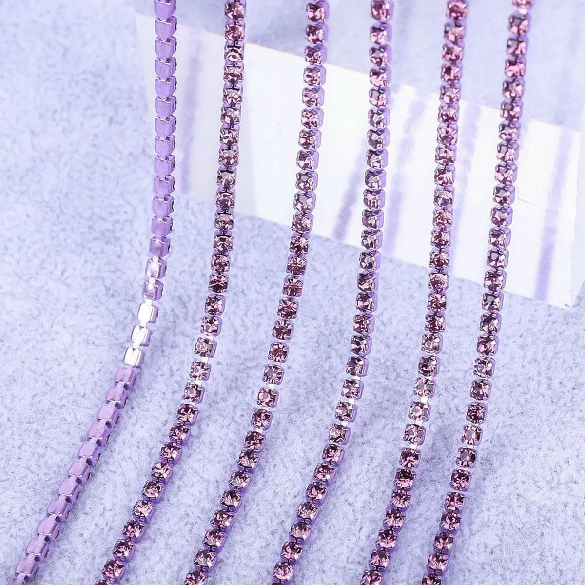 1-Pack Cristallo Strass Catena Chiusa Decorazione, 3 File 1 Metro