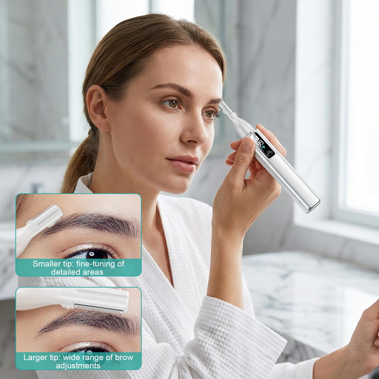 Colexy Augenbrauen Trimmer Damen, 2 in 1 Elektrischer Gesichtsrasierer Augenbrauenrasierer Wiederaufladbarer Nasenhaartrimmer, Tragbarer Präzisionstrimmer für Frauen Körper und Gesicht (Rosa)