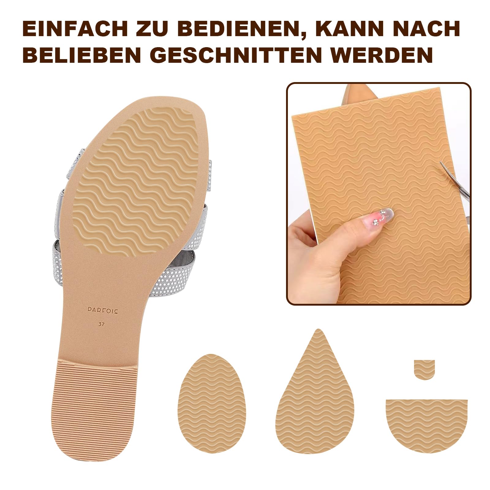 6 sztuk podkładek antypoślizgowych do naprawy, gumowe podeszwy do naklejania, gumowe podeszwy do przyklejania, do wszystkich rozmiarów (15 x 10 cm, khaki)