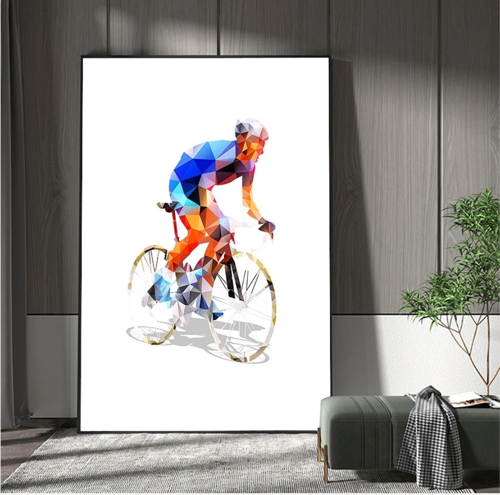 Impression d'art sur toile cycliste geometrique tableau haut de gamme - 8