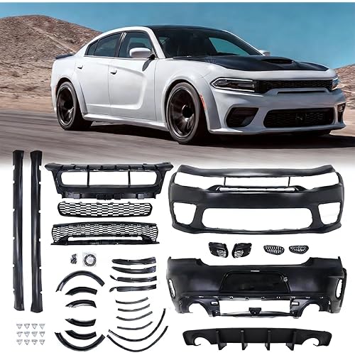 Front and Rear Bumper Body Kit Fit For 2015-2023 Dodge Charger Hellcat Style Widebody Kit