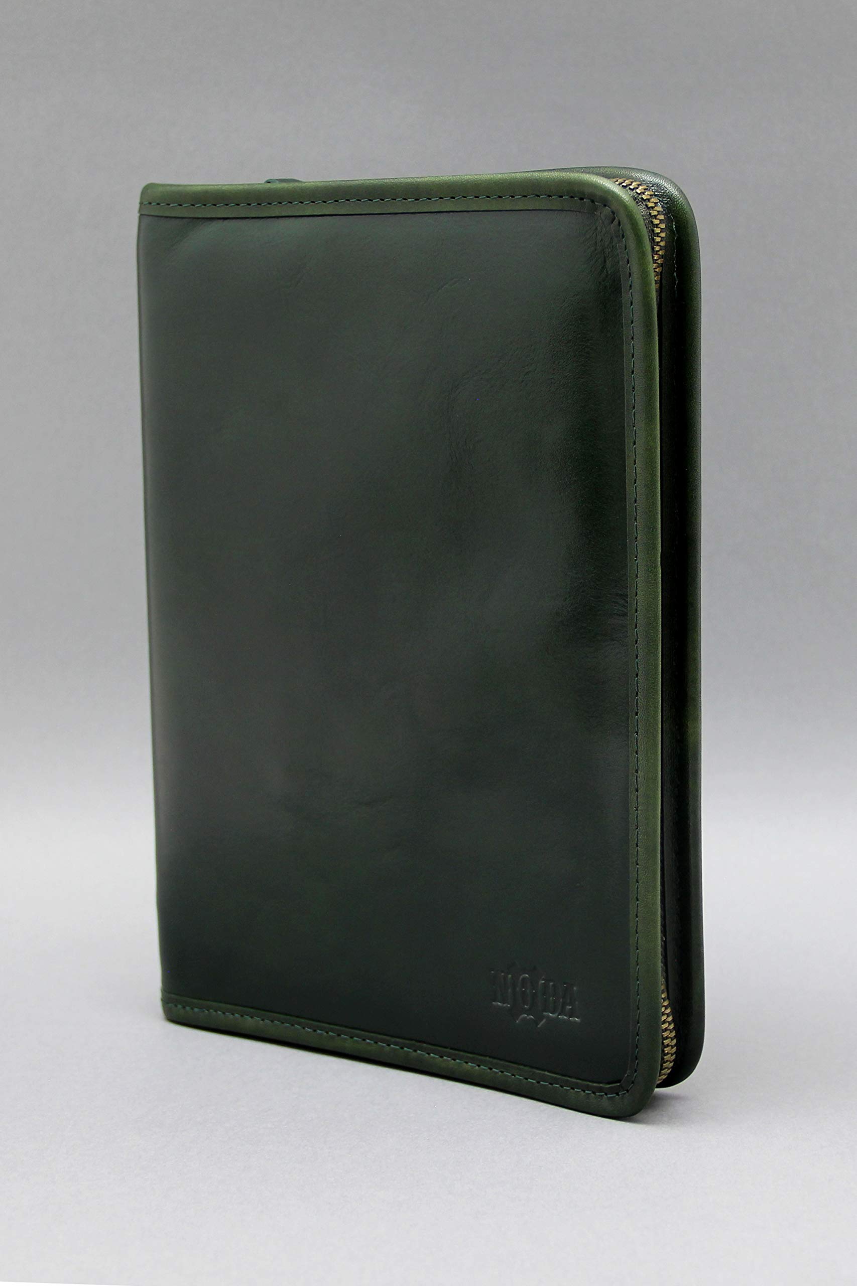 Organiseur A5 en cuir véritable - Pochette pour documents A5 avec support bloc-notes Vert