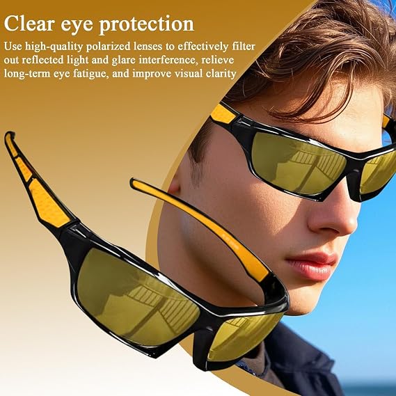 Fishing Sunglasses For Men - Lightweight Polarized Sun Glasses | Comfortable Fashion Shades Outdoor Sports Eyewear | UV Protection, Glare Reduction, For Driving Fishing Running Cycling Travel Hiking