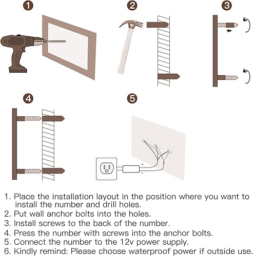 Miniatura 4 de XIAOMA Números de casa iluminados de 6 pulgadas para exteriores, números de dirección LED retroiluminados para casa. Acero inoxidable, módulo LED de