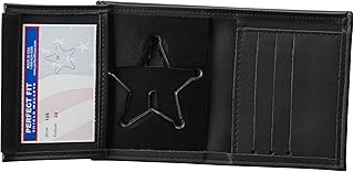 Perfect Fit Shield Wallets Ohio Sheriff 5 Point Star Badge and ID Holder Hidden Badge Wallet Black Leather (cutout 34)