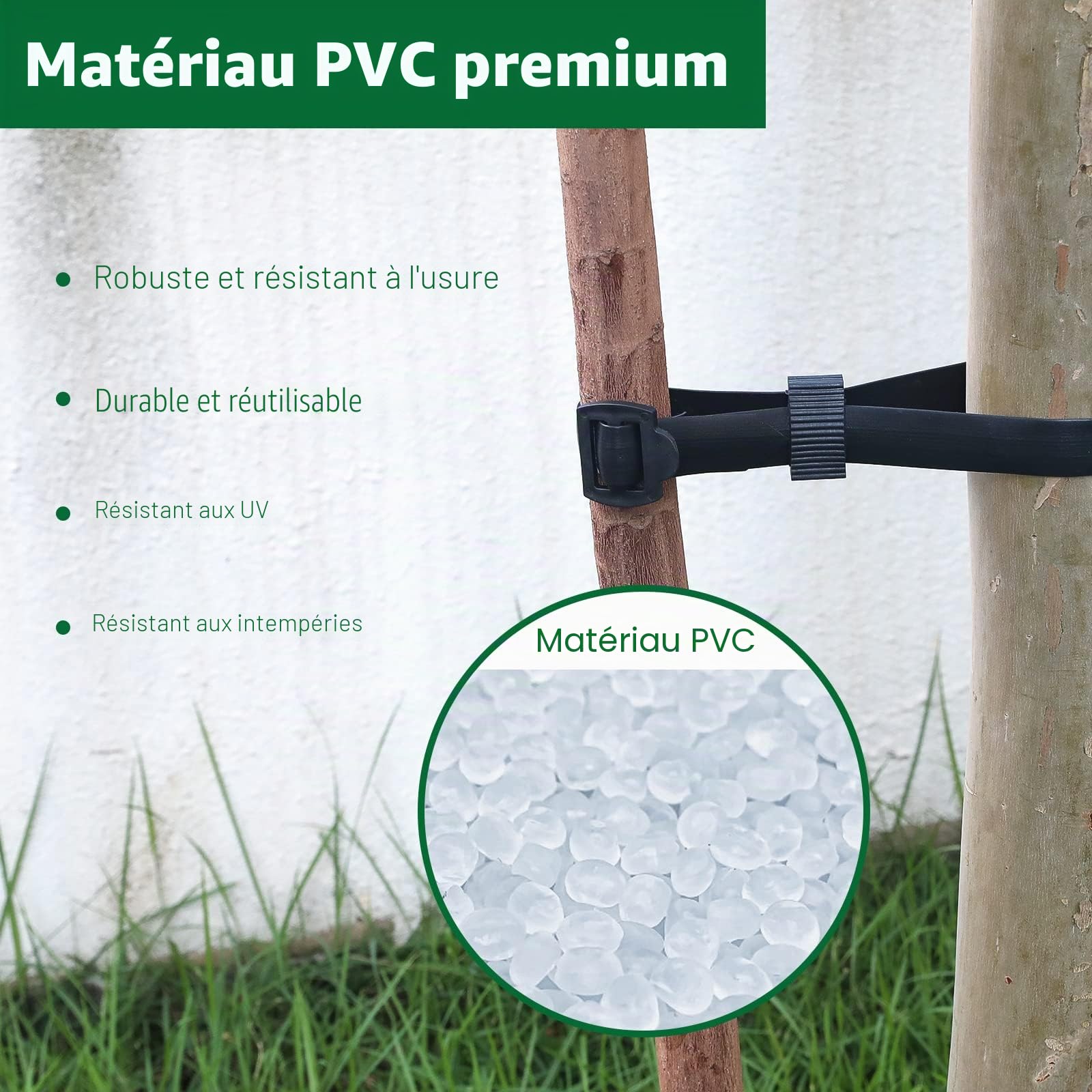 KINGLAKE 4 Pièces 60 cm Attache pour Arbre Fruitier, Attaches Tuteur Arbre Résistantes et Réglables, Lien pour Attacher avec Boucle pour la Prise en Charge Arbustes