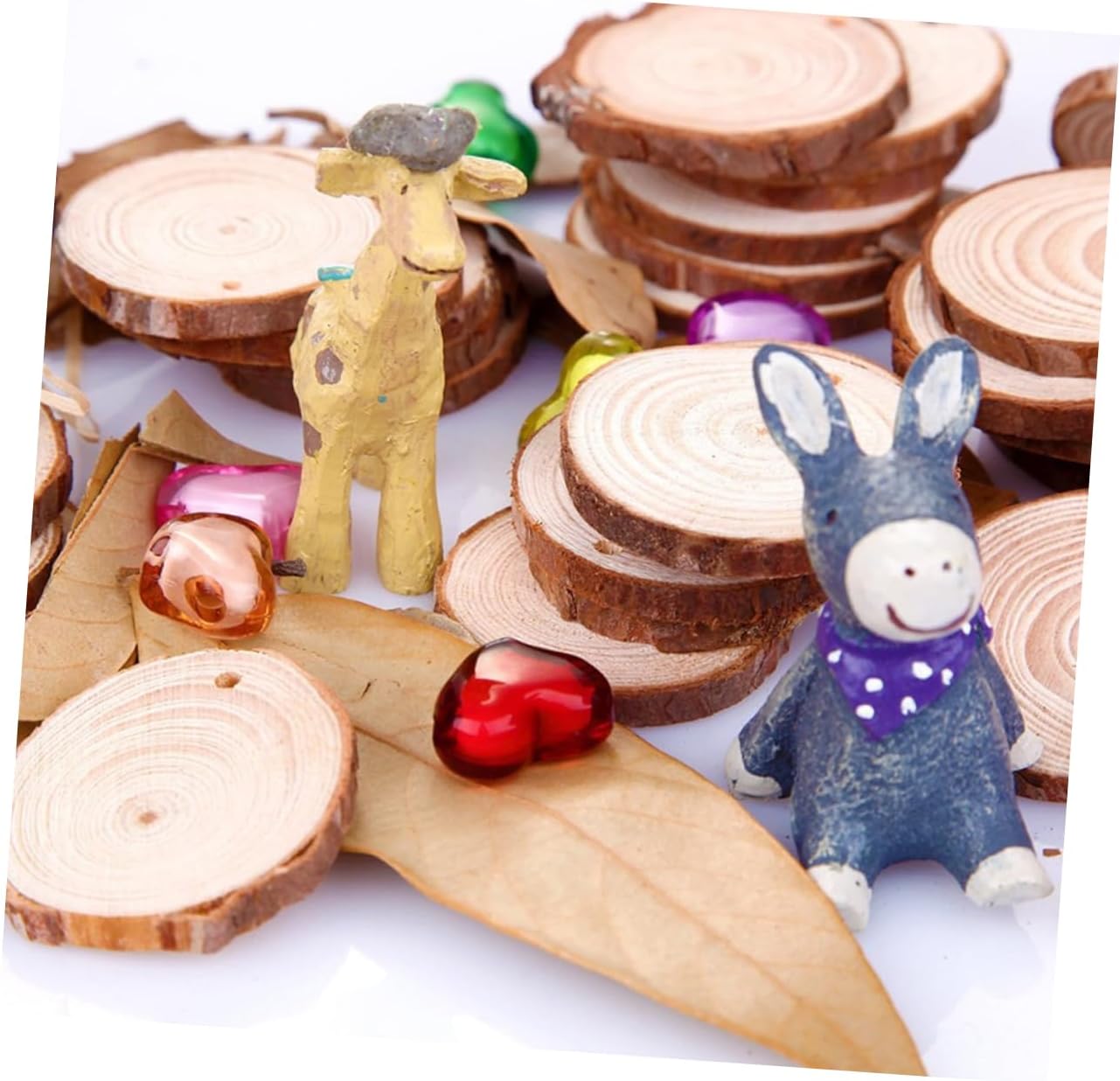 Uonlytech 50pcs Boho Home Decor Wood Slices Twine for DIY Centerpieces Coasters Craft Projects