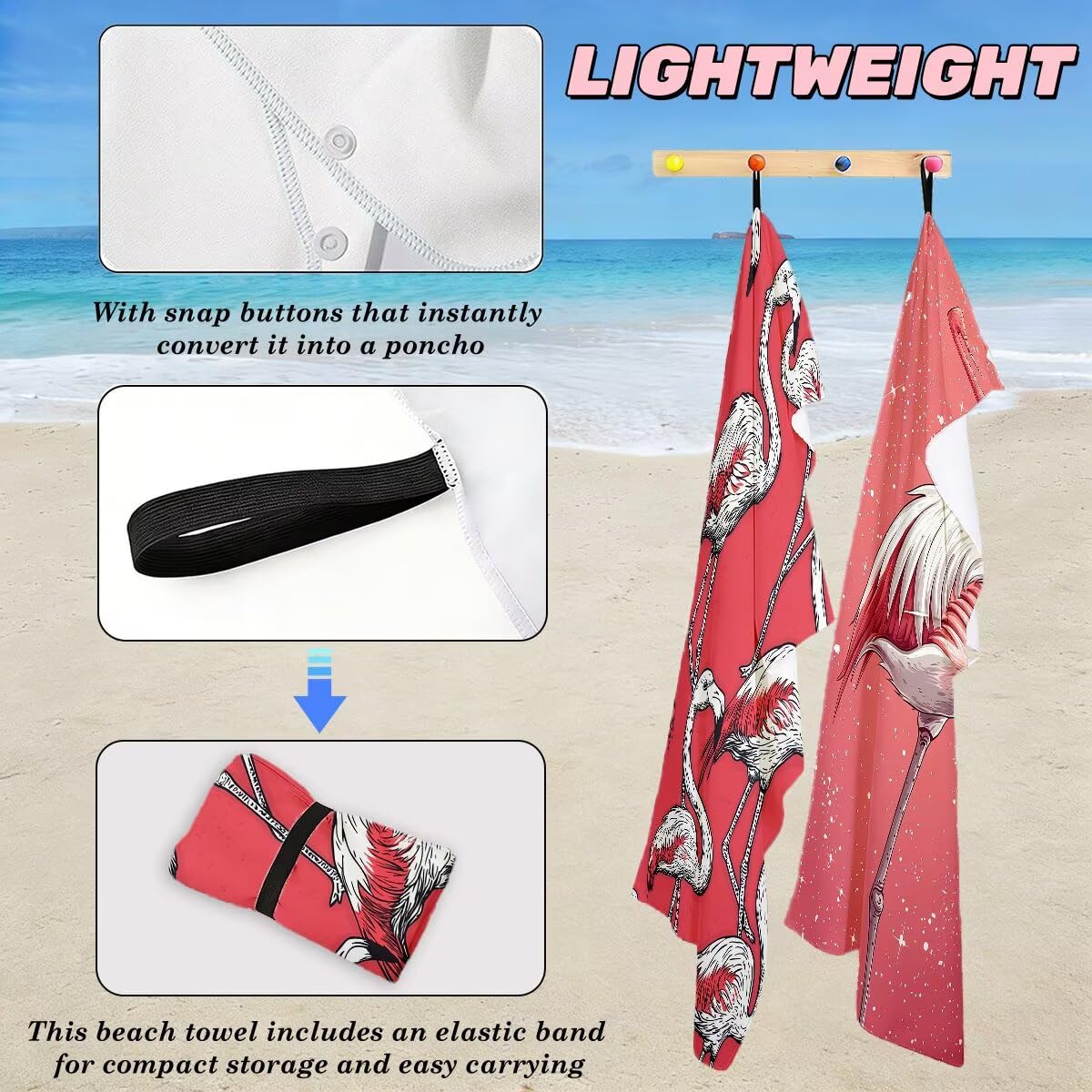 Ręcznik plażowy 100 x 200 cm, ręcznik gimnastyczny z mikrofibry szybkoschnący, zestaw 2 anty-piaskowych ręczników plażowych, lekki kompaktowy duży ręcznik z mikrofibry do podróży, prezent dla mężczyzn