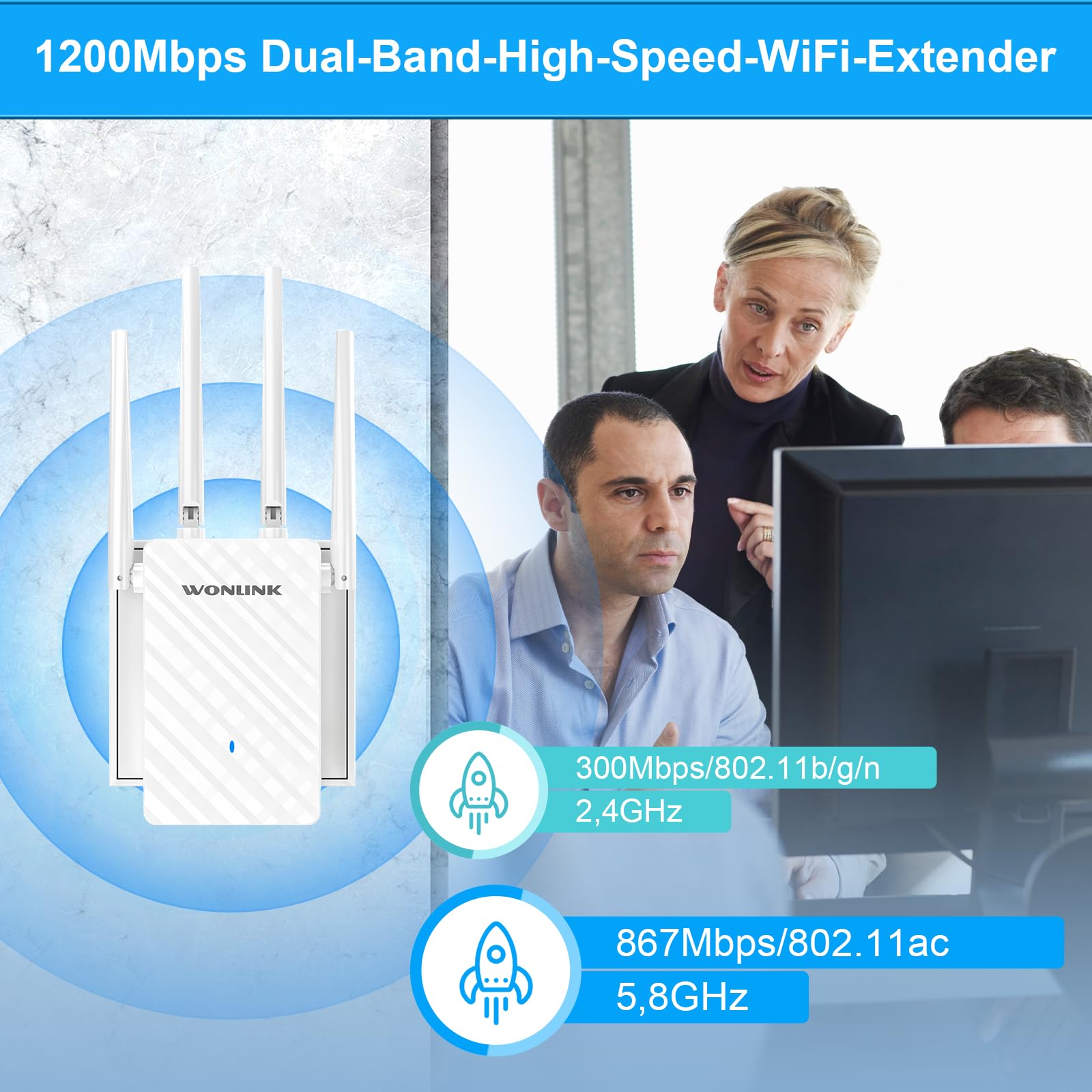 WLAN-Verstärker 1200 Mbps Dualband WLAN Repeater Verstärker