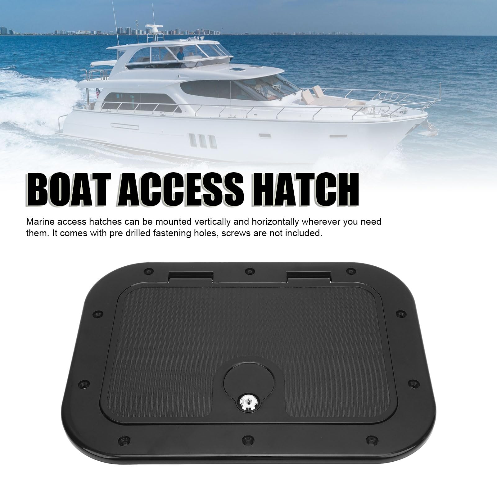 Bnineteenteam Cubierta para Escotilla de Barco, Escotilla de Acceso Marino ABS Resistente, 14,96x11,02 Pulgadas con Cerradura de Seguridad para Yates, Vehículos Recreativos y Pontones