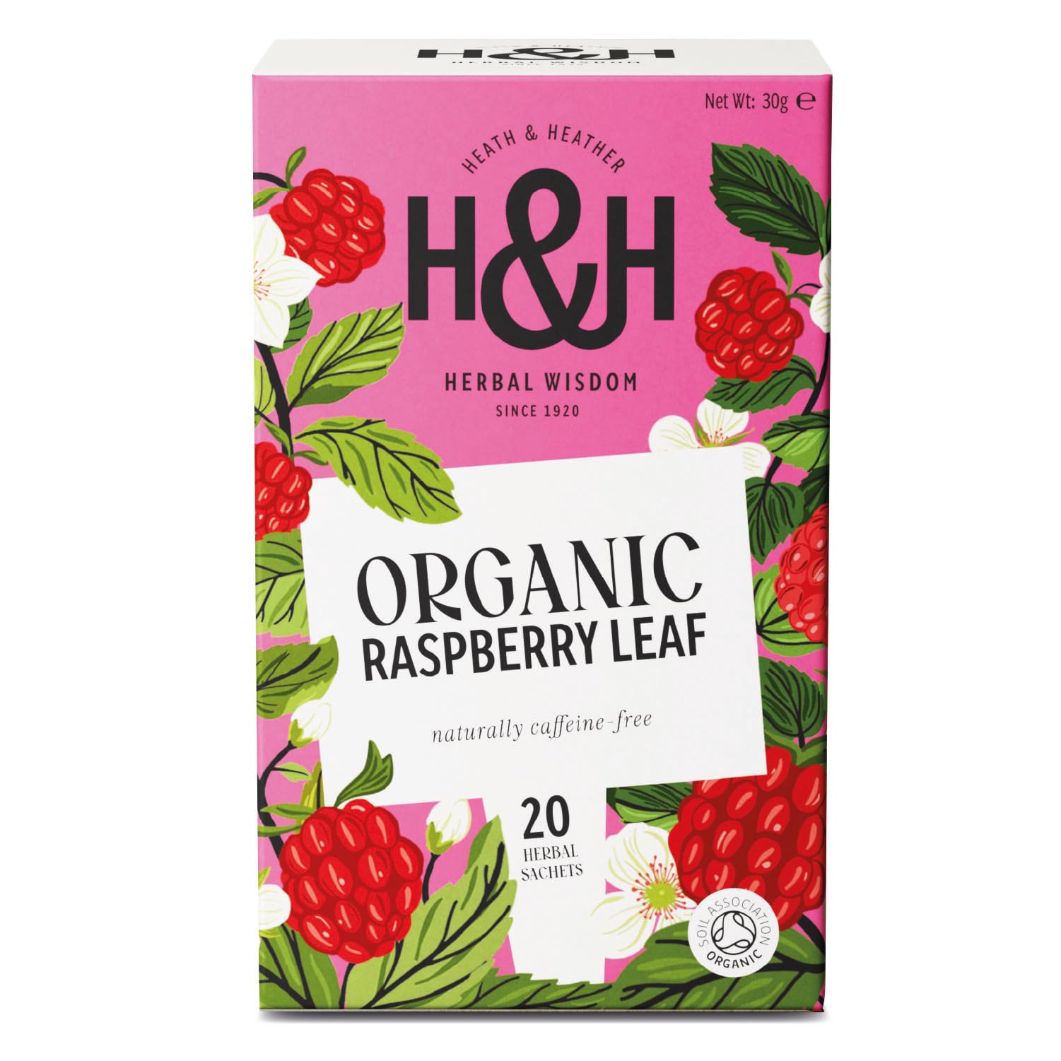 H&H Organic Raspberry Leaf 20 Tea Bags UK Herbal Wellness Tea