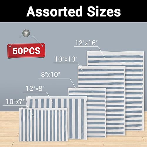 Miniatura 2 de Bolsas de embalaje, 5 tamaños de 12 x 16 pulgadas, 10 x 13 pulgadas, 8 x 10 pulgadas, 12 x 8 pulgadas, 10 x 7 pulgadas, paquete de 50, bolsas de
