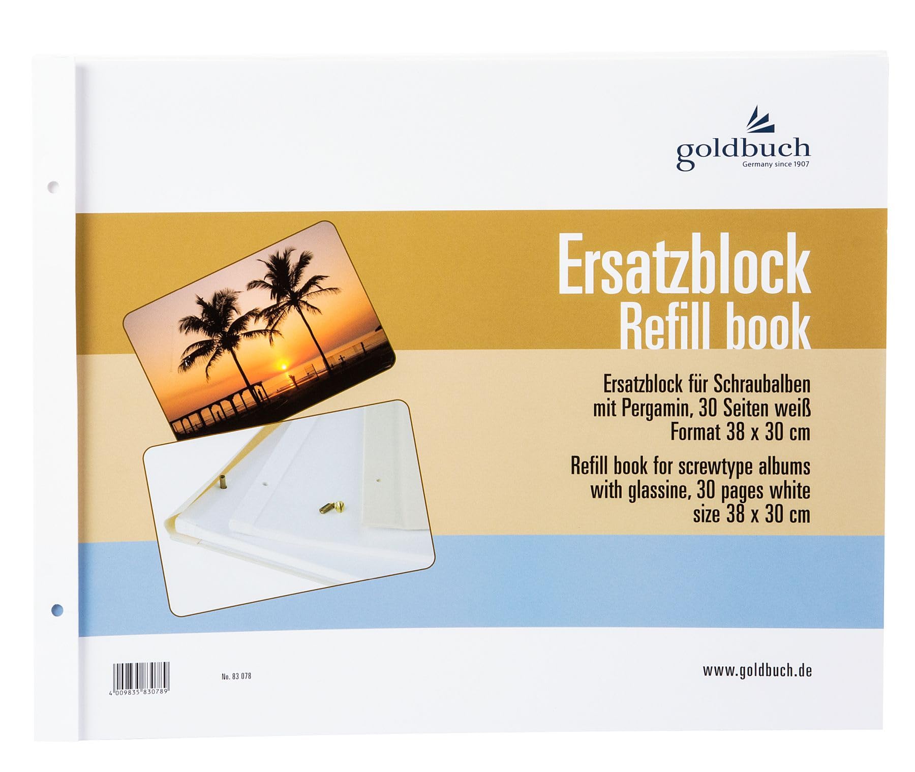 Goldbuch blocco di ricambio, Album a vite, 30 pagine bianche, 38 x 30 cm, 83078