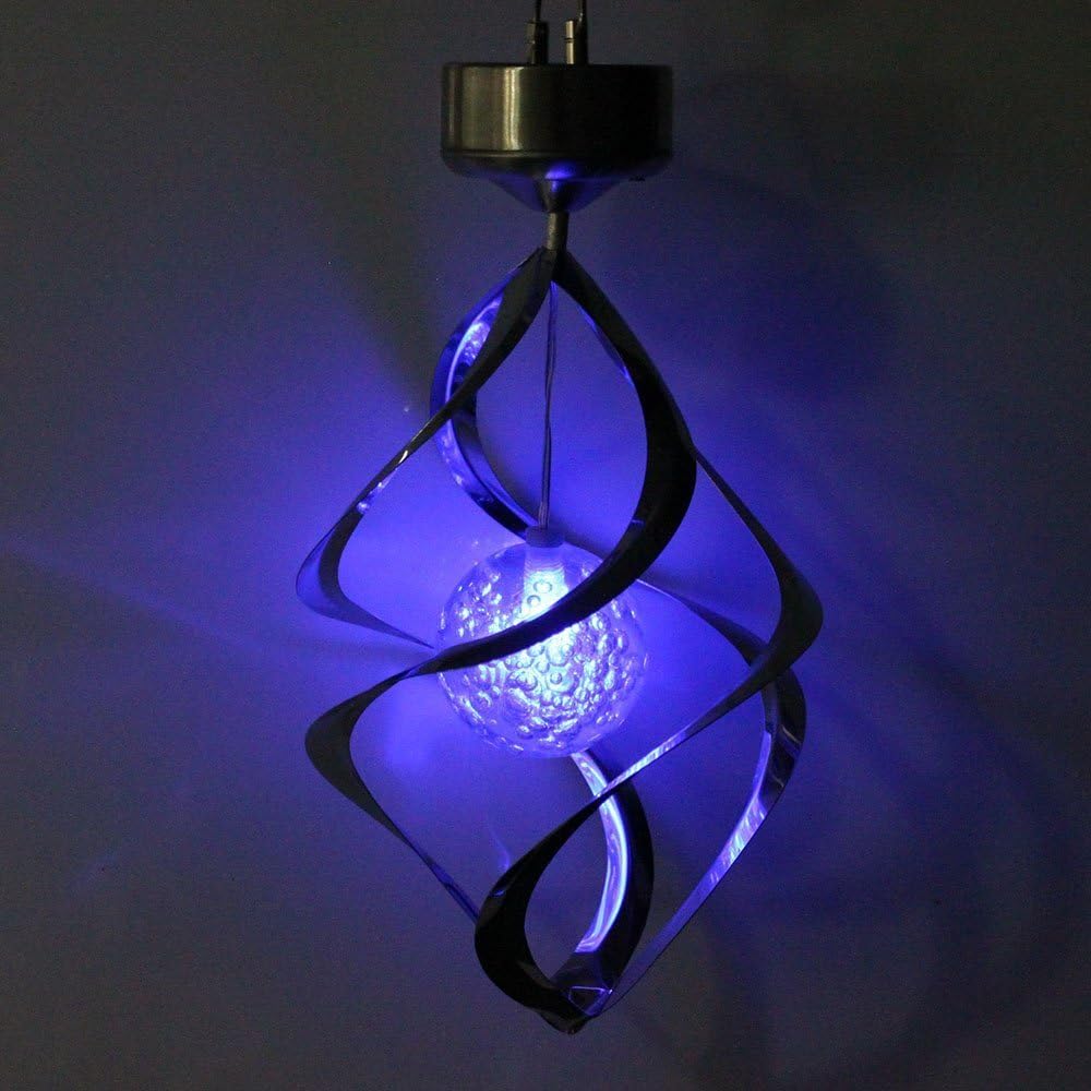 StillCool Solar Wind Chime LED Colour Changing Hanging Wind Light Waterproof Spiral Spinner Lamp for Garden Yard Lawn Balcony