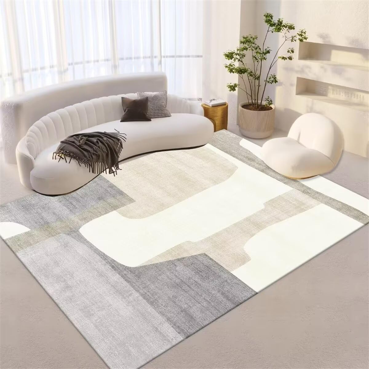 Tapis de chambre adulte et parc bébé gris 120x170cm lavable