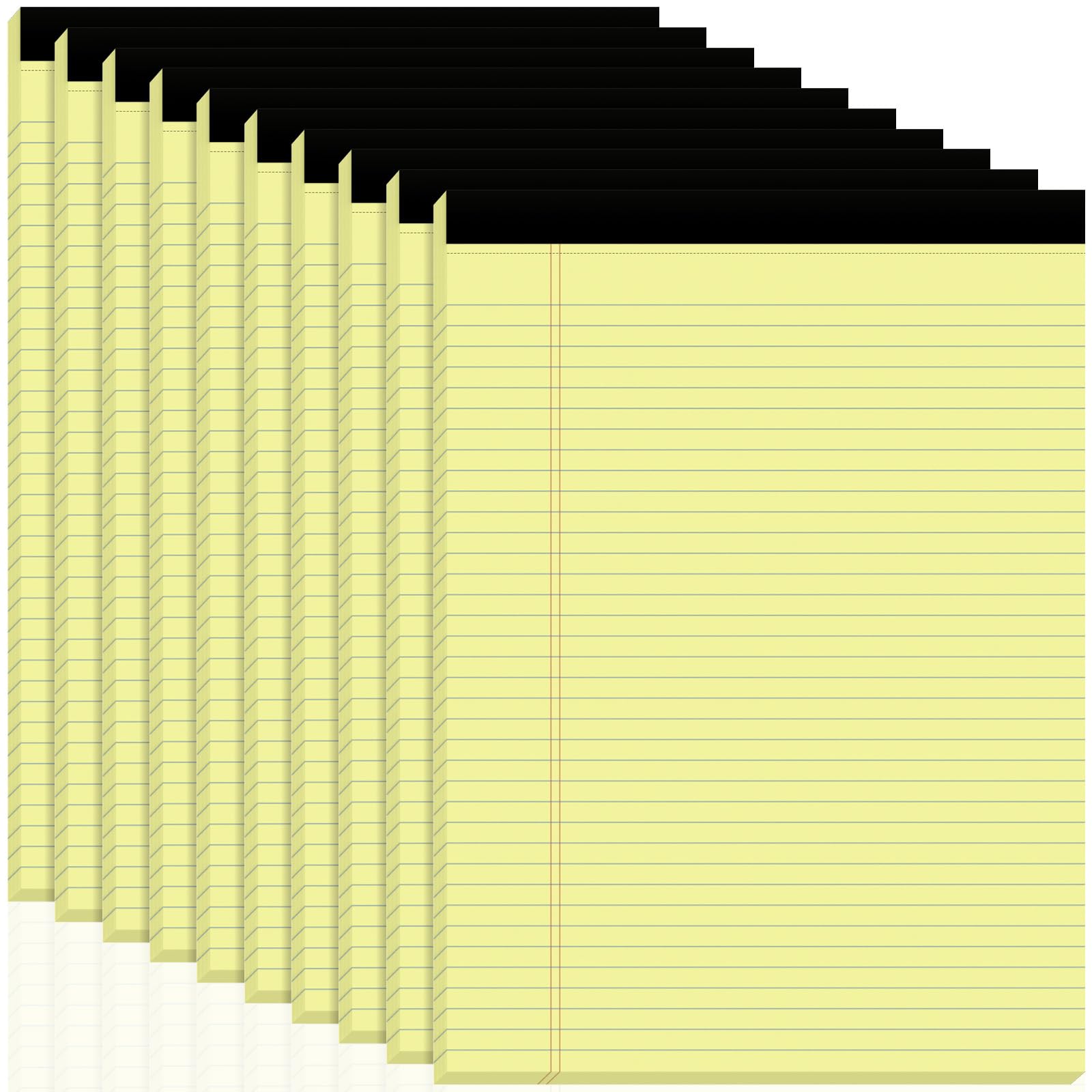 Lot de 10 blocs-notes lignés jaunes de 21,6 x 27,9 cm