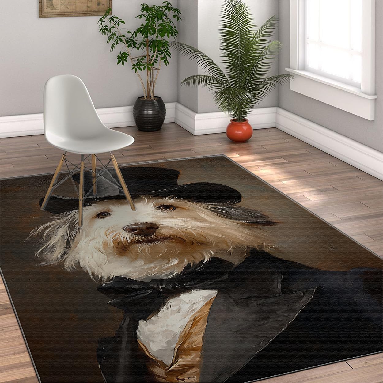 Tapis de salon lavable et antidérapant au motif grand gentleman pet unique