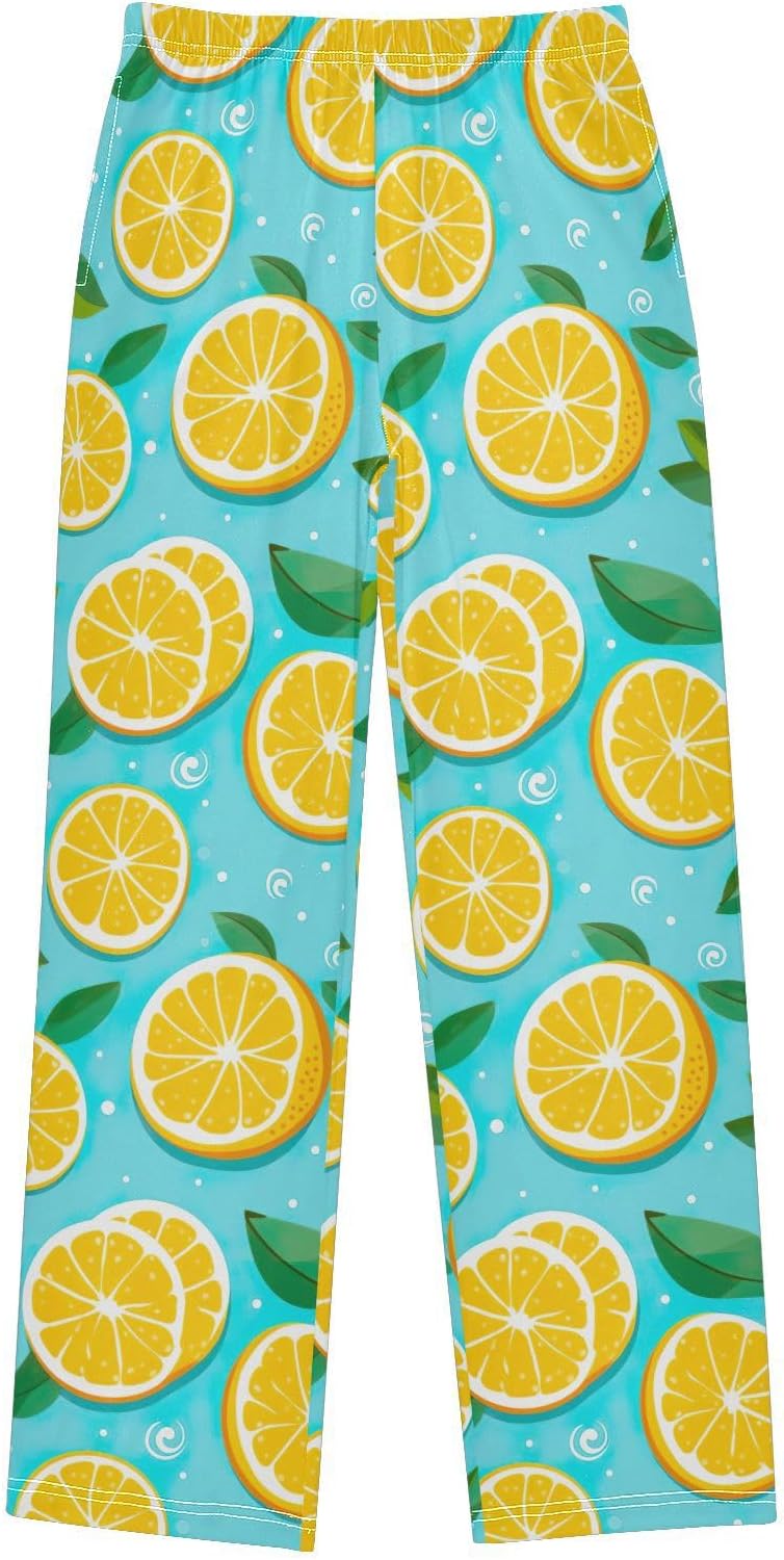 Lemons Yellow Super Soft Pajama Lounge Pants with Elastic Waist Pockets Pajama Bottoms Long Sleepwear for Christmas
