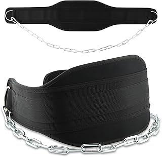 Dip Belt With Chain,Weightlifting Belt or Pull-Ups, Powerlifting, Squats, and Bodybuilding,550lbs - 650lbs Weight Capacity