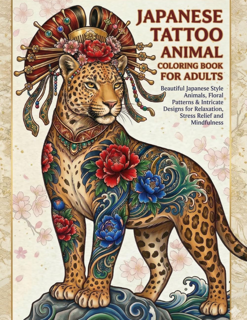 JAPANESE TATTOO ANIMAL COLORING BOOK FOR ADULTS: Beautiful Japanese Style Animals, Floral Patterns & Intricate Designs for Relaxation, Stress Relief and Mindfulness