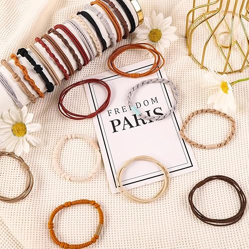Miniatura 4 de 32 pulseras bohemias para el cabello para mujer, pulseras elásticas para el cabello sin daños, bandas para el cabello para niñas, accesorios para el
