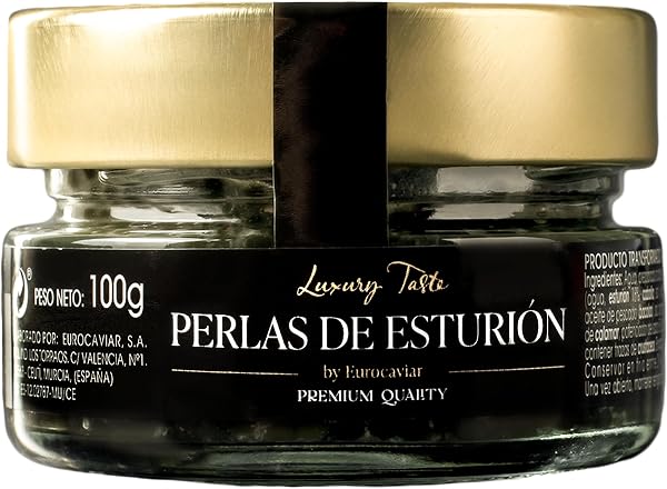 Eurocaviar Perles de Caviar Noir de Esturgeon Blanc – Qualité Premium – Sans Gluten, Faible en Calories, Idéal pour Gastronomes – Parfait pour Sauces, Plats Froids et Chauds – Emballage Sous Vide en P - 1