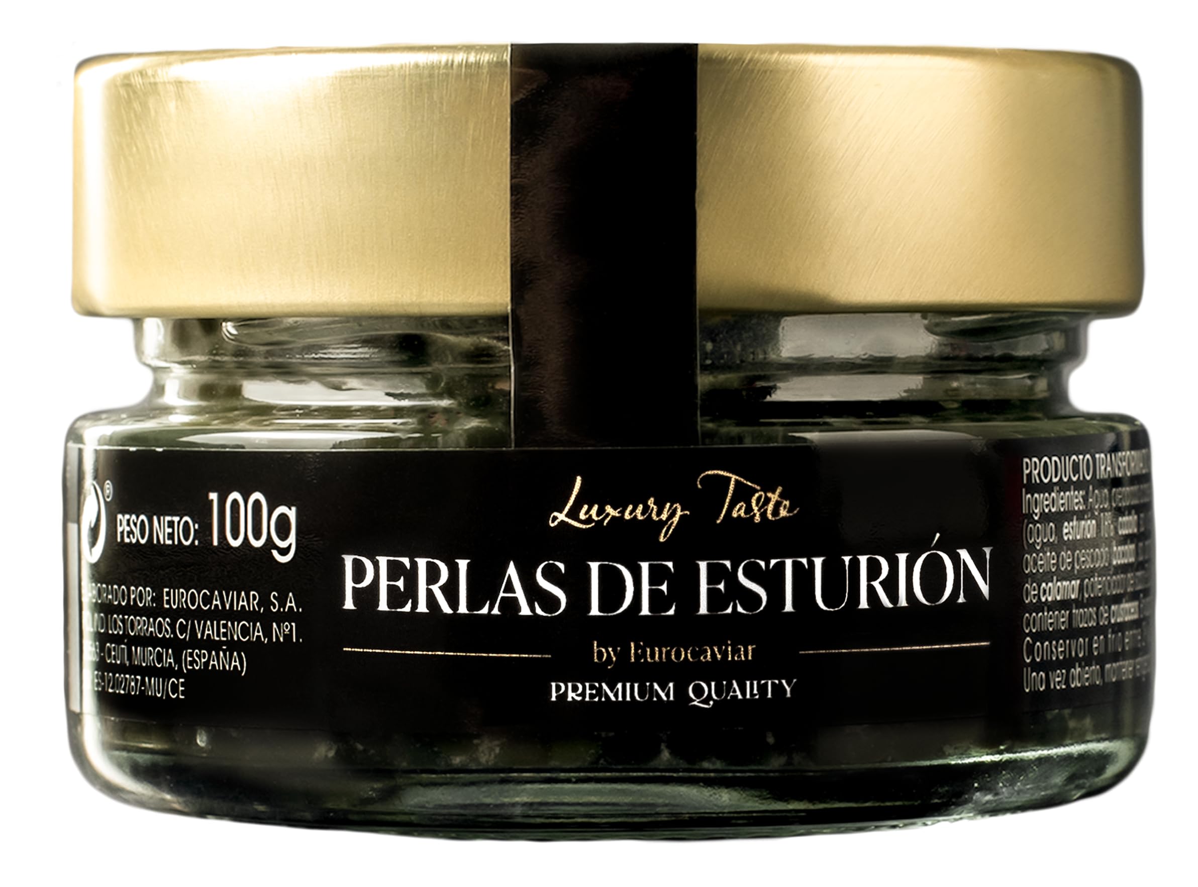 Eurocaviar Perle di Caviale Nero di Storione Bianco – Qualità Premium – Senza Glutine, Basso Contenuto Calorico, Ideale per Gourmet – Perfetto per Salse, Piatti Freddi e Caldi – Confezionato Sottovuot