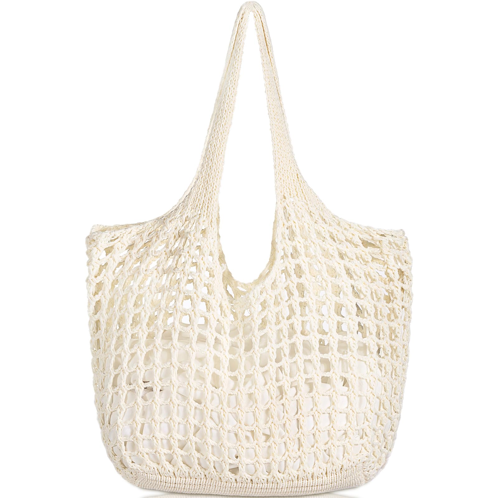 WantGor Crochet Bags, Beach Mesh Tote Bag Womens Shoulder Shopping Handbag Casual Travel Totes Bag Foldable Hobo Bags