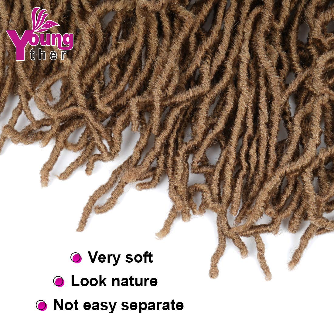 24 inch New Faux Locs Crochet Hair 6 Packs Most Natural Crochet Faux Locs Hair Synthetic Crochet Hair for Black Women (24inch 6packs, #27)