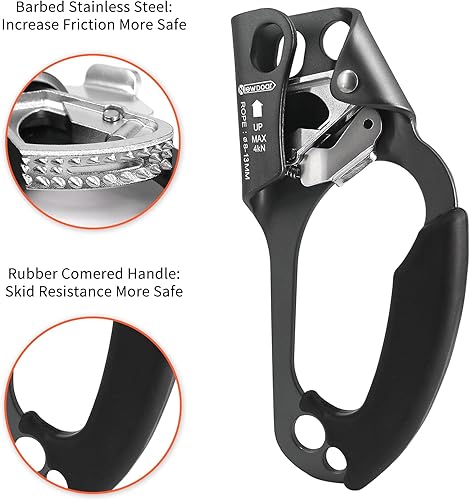 Miniatura 26 de NewDoar UIAA y CE certificado mano Ascender árbol escalada árbol arborista rapelar equipo cuerda abrazadera para 8 ~ 13MM cuerda Set derecho azul