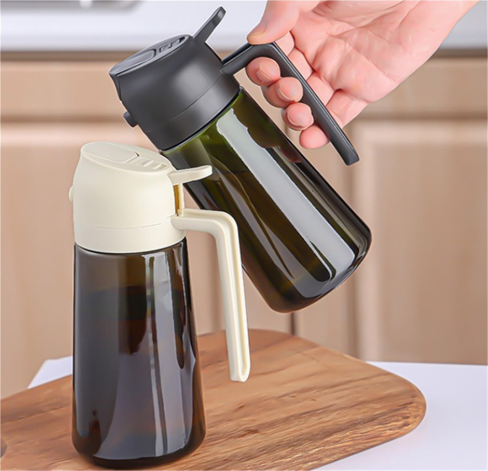 Bottiglie Dosatore Olio | Oliera da Tavola Spruzzatore For Olio Da Cucina 2 In 1 For In Vetro Senza For Friggere E Grigliare Aceto(Black)