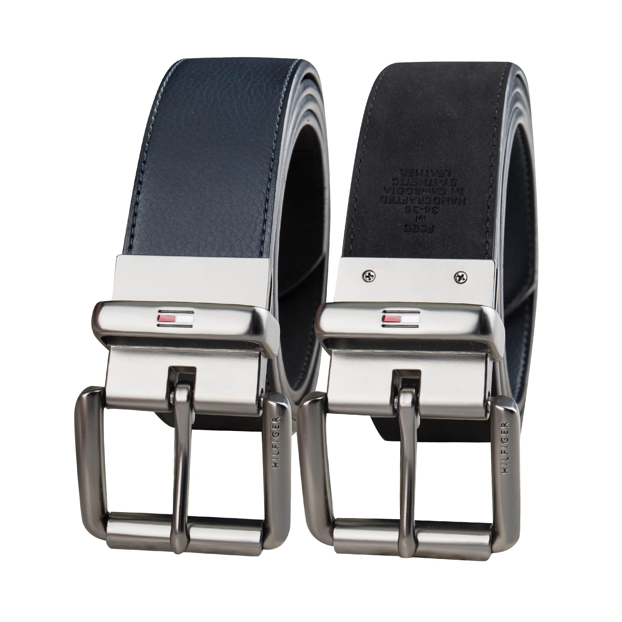 Tommy Hilfiger Men's Reversible Belt, Navy/Black Roller, Medium (34-36)