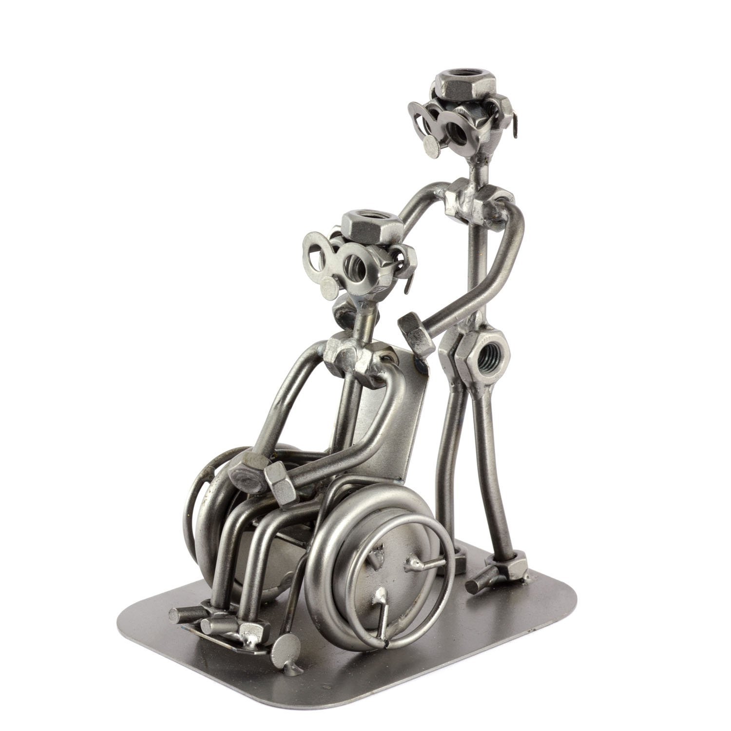 Steelman24 I Mężczyzna ze śrub z wózkiem inwalidzkim I Made in Germany I ręczna robota I pomysł na prezent I figurka stalowa I figurka metalowa I metalowy ludzik