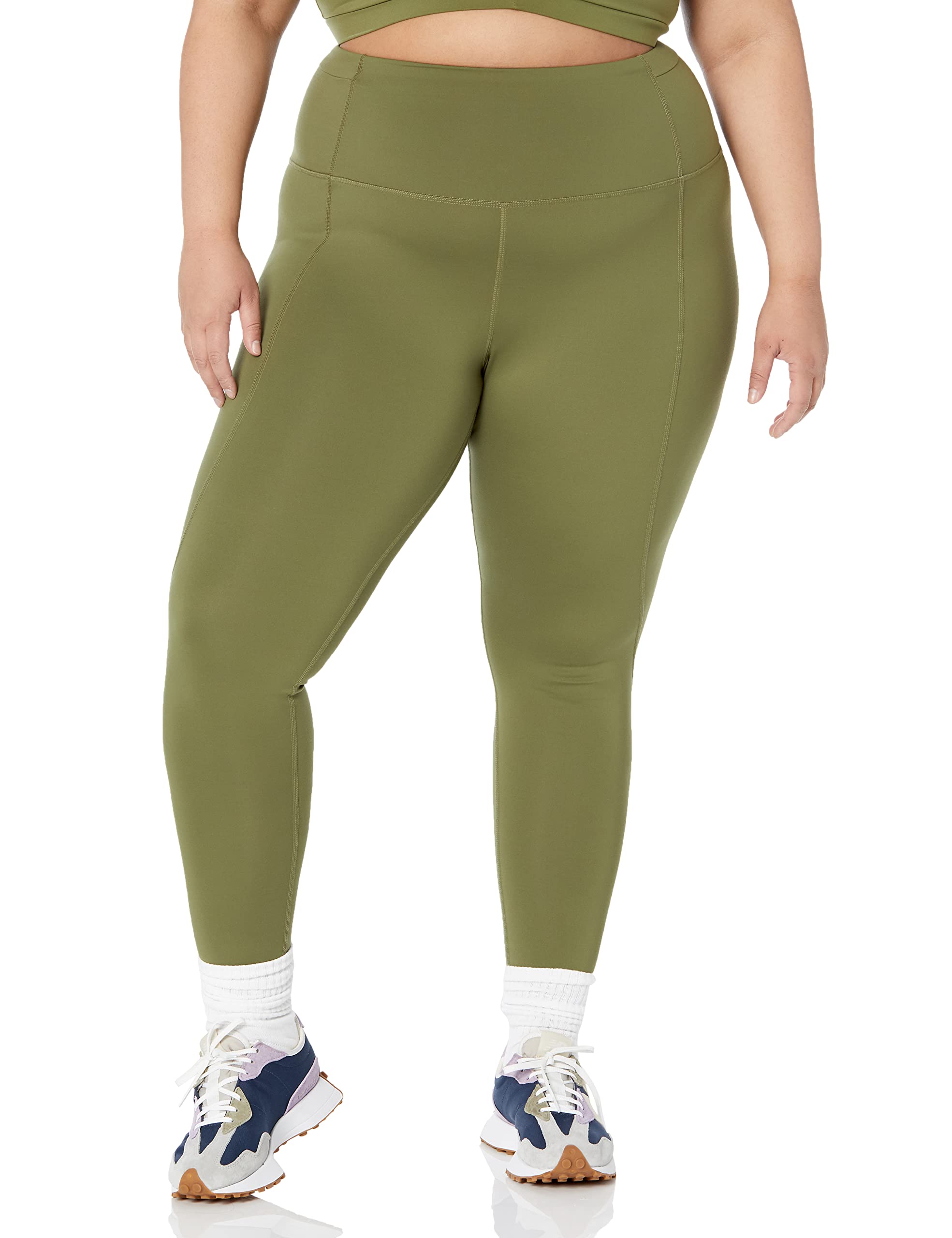Amazon Essentials Women's Active Sculpt High Waist Full Length Leggings, Dark Olive, X-Small (Previously Core 10)
