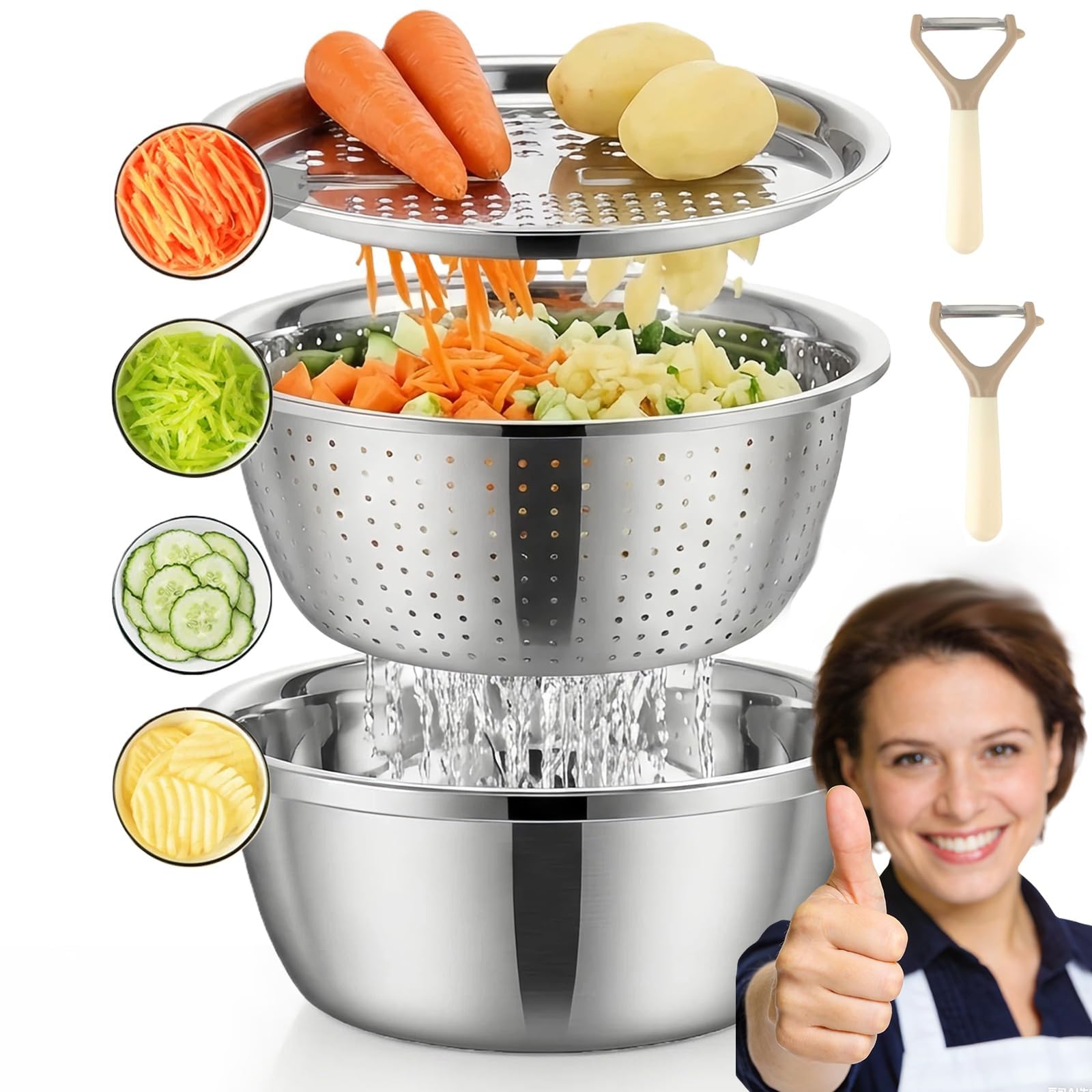 Nuevo lavabo for picar de acero para preparar ensaladas saludables en la cocina