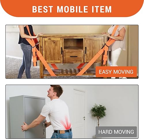 Miniatura 5 de Correas móviles para muebles, sistema de elevación para 2 personas, capacidad de 660 libras, longitud ajustable de 5 a 9.5 pies