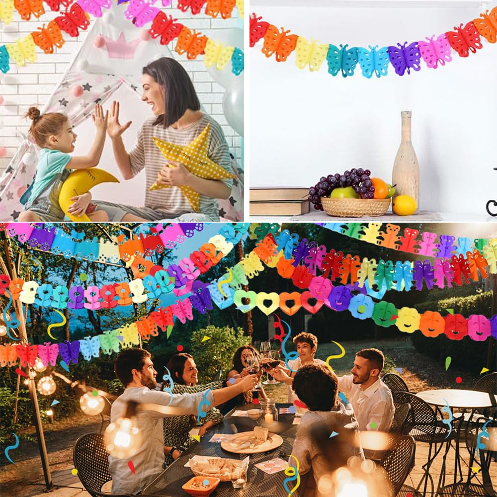6 Guirlandes En Papier Coloré Réutilisables - Décoration Fête, Mariage, Anniversaire - Motif Trèfle Porte-bonheur - 5